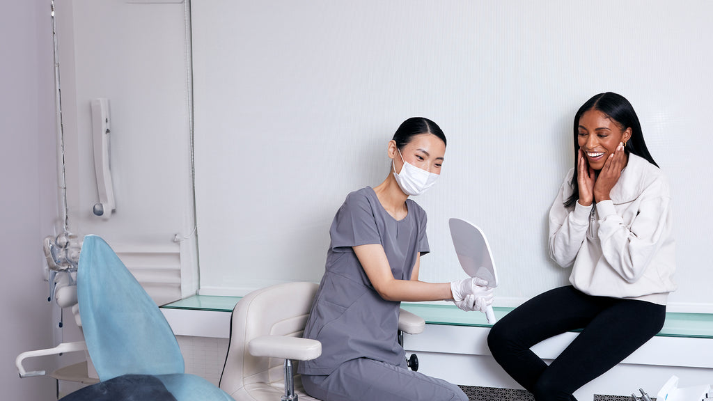 Male patient in office teeth whitening